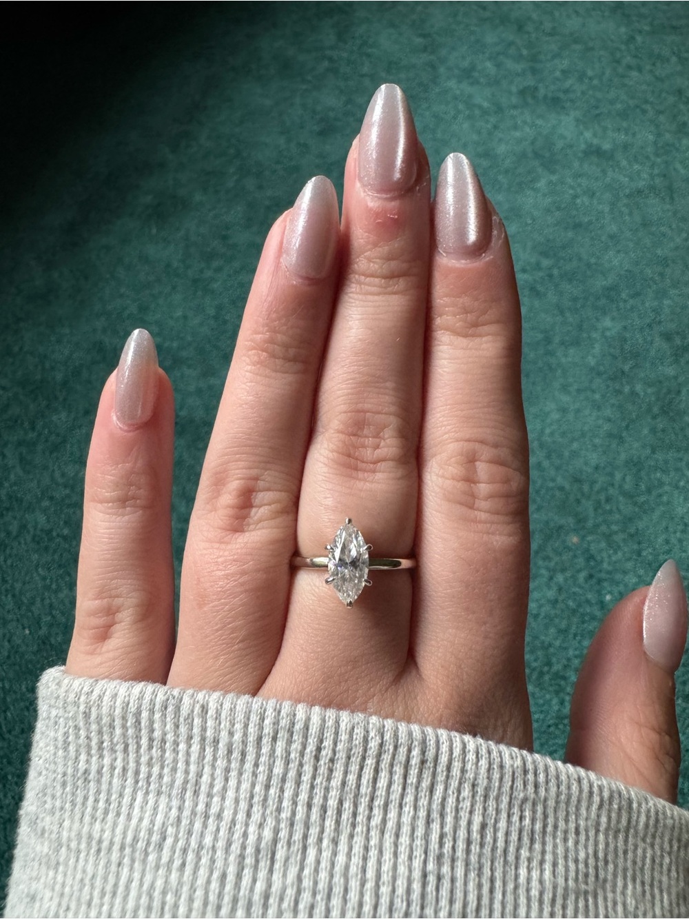 Sterling Silver Marquise-Cut Moissanite Ring